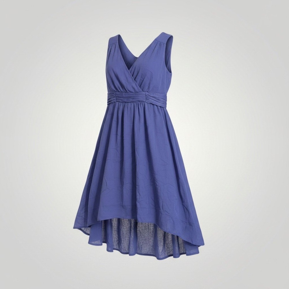 Motherhood Maternity Dress Women XL Blue Surplice V-Neck Sleeveless Tie Back